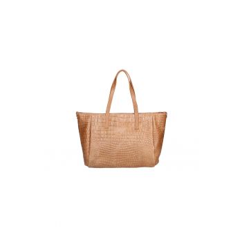 Geanta shopper de piele cu aspect de piele de crocodil