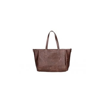 Geanta shopper de piele cu aspect de piele de crocodil