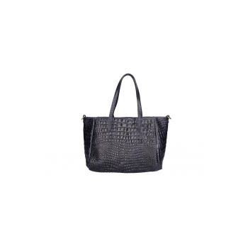 Geanta shopper de piele cu aspect de piele de crocodil