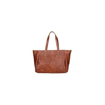 Geanta shopper de piele cu aspect de piele de crocodil