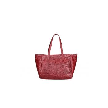 Geanta shopper de piele cu aspect de piele de crocodil