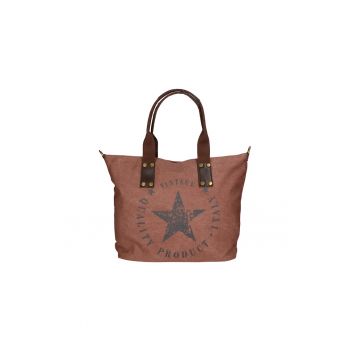 Geanta shopper din material textil cu imprimeu cu stele