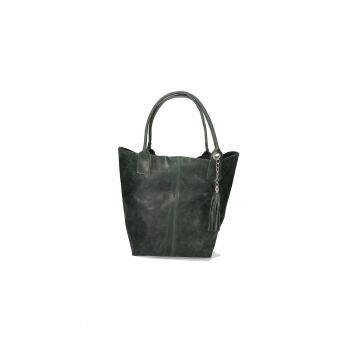 Geanta shopper din piele cu accesoriu cu franjuri