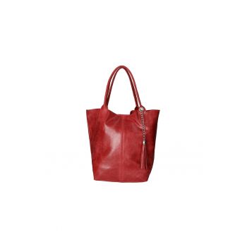 Geanta shopper din piele cu accesoriu cu franjuri