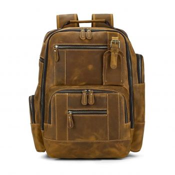 Rucsac pentru barbati, Eiran GT3335, piele naturala, Cognac