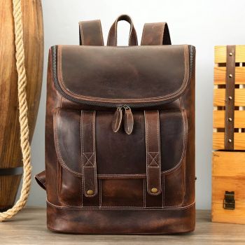 Rucsac pentru barbati, Serian GT3330, piele naturala, Maro