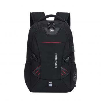 Rucsac unisex, Valther GT3746, port USB, marimea L, Negru