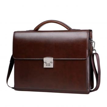 Servieta unisex, Iselind GT3469, piele naturala, Maro