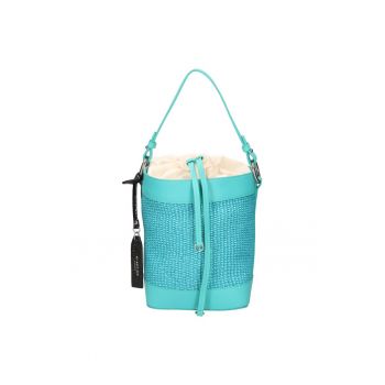 Geanta bucket cu detalii de piele