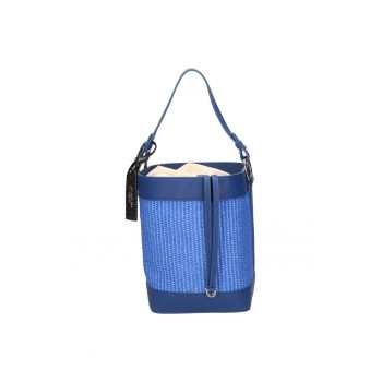 Geanta bucket cu detalii de piele