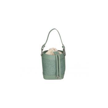 Geanta bucket de paie si piele
