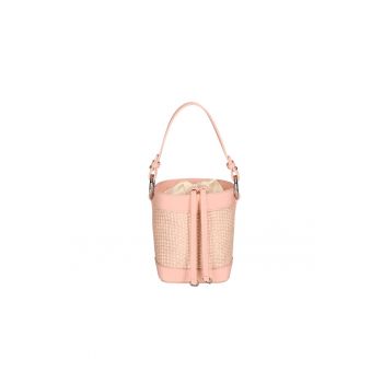 Geanta bucket de paie si piele