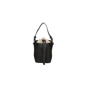 Geanta bucket de paie si piele