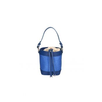 Geanta bucket de paie si piele