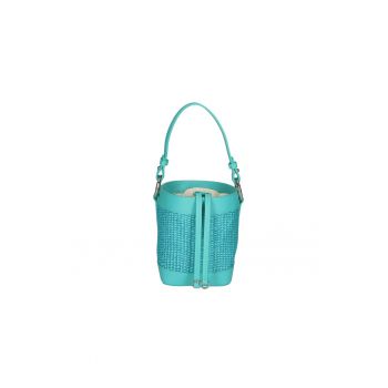 Geanta bucket de paie si piele