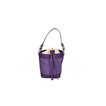 Geanta bucket de paie si piele