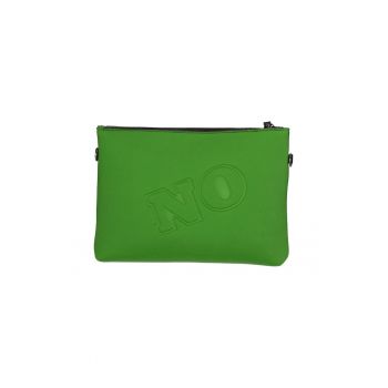 Geanta crossbody cu fermoar si text in relief