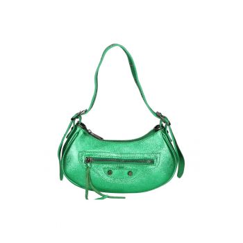 Geanta crossbody de piele cu aspect metalic