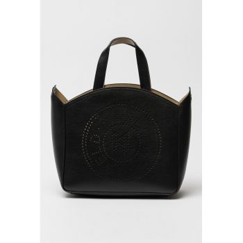 Geanta crossbody de piele cu logo perforat K/Circle