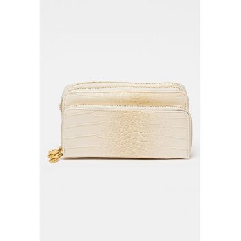 Geanta crossbody de piele ecologica cu aspect de piele de crocodil