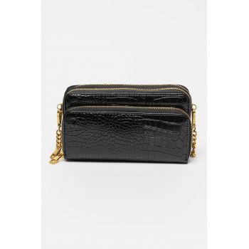 Geanta crossbody de piele ecologica cu aspect de piele de crocodil