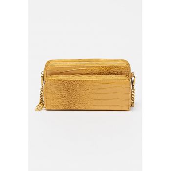 Geanta crossbody de piele ecologica cu aspect de piele de crocodil