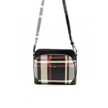 Geanta crossbody de piele ecologica cu buzunar frontal cu fermoar