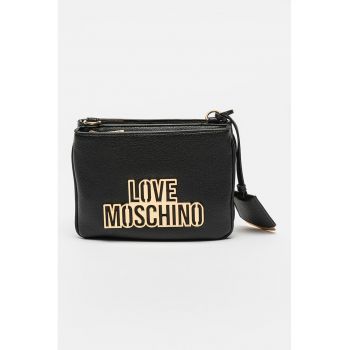 Geanta crossbody de piele ecologica cu logo metalic