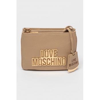 Geanta crossbody de piele ecologica cu logo metalic