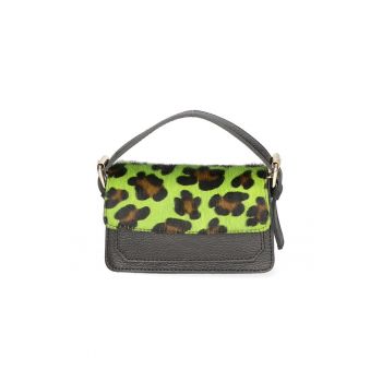 Geanta crossbody din piele cu segment din piele cu par scurt
