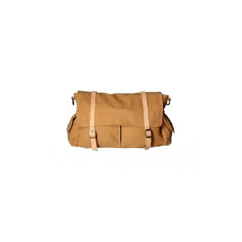 Geanta crossbody unisex cu garnituri de piele