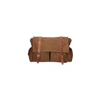 Geanta crossbody unisex cu garnituri de piele