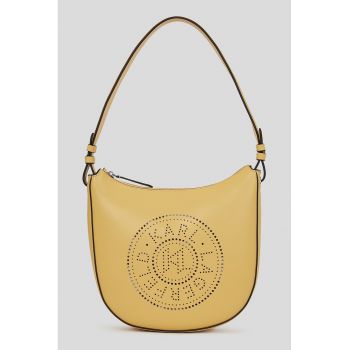 Geanta de piele cu logo perforat Moon