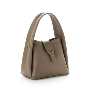 Geanta din piele ecologica cu bareta de umar detasabila - Maro taupe