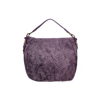 Geanta hobo de piele cu model in relief