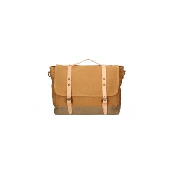 Geanta messenger unisex cu garnituri de piele