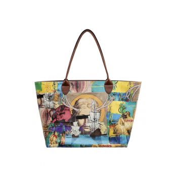 Geanta shopper cu imprimeu grafic