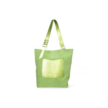 Geanta shopper de piele cu detalii metalizate