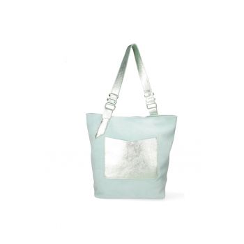 Geanta shopper de piele cu detalii metalizate