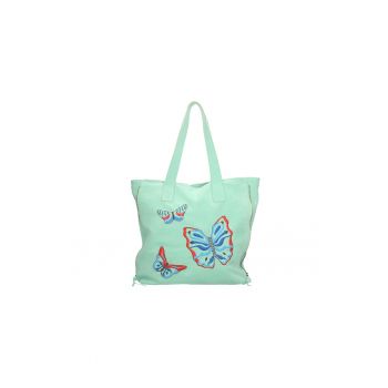 Geanta shopper de piele cu fluturi