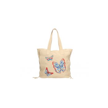 Geanta shopper de piele cu fluturi