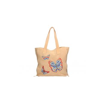 Geanta shopper de piele cu fluturi