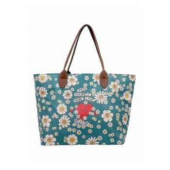 Geanta shopper din piele ecologica cu imprimeu