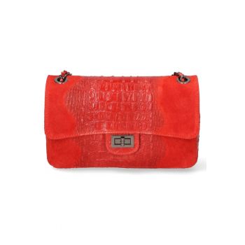 Geantra crossbody de piele cu aspect de piele de crocodil
