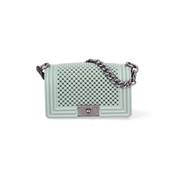 Geanta crossbody cu clapa si maner din lant