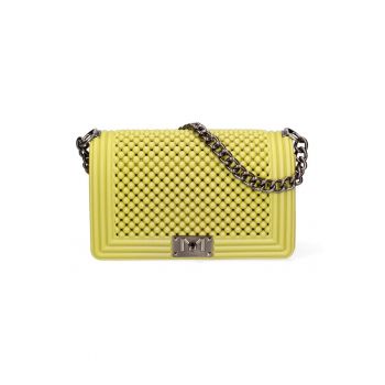 Geanta crossbody cu clapa si maner din lant