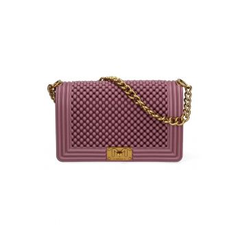 Geanta crossbody cu clapa si maner din lant