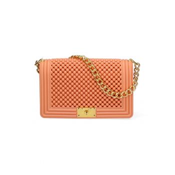 Geanta crossbody cu clapa si maner din lant
