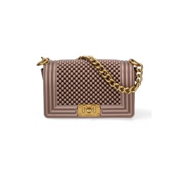 Geanta crossbody cu clapa si maner din lant