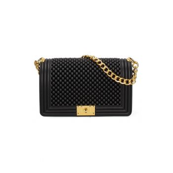 Geanta crossbody cu clapa si maner din lant